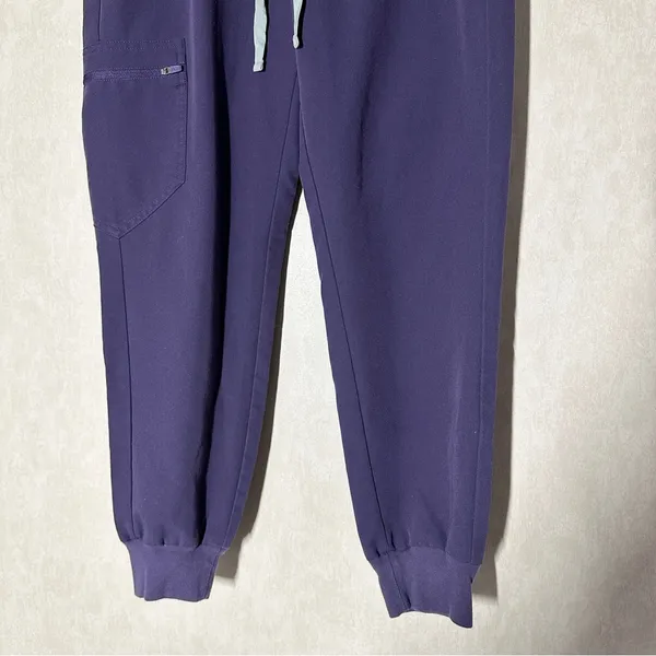 Figs Women’s Zamora Jogger Scrub Pants Pull On Mid Rise in Dark Purple Size S - Image 5