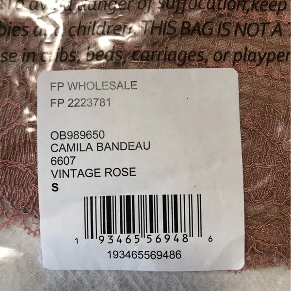 Free People Camila Bandeau Vintage Rose Lace New Small - Image 4