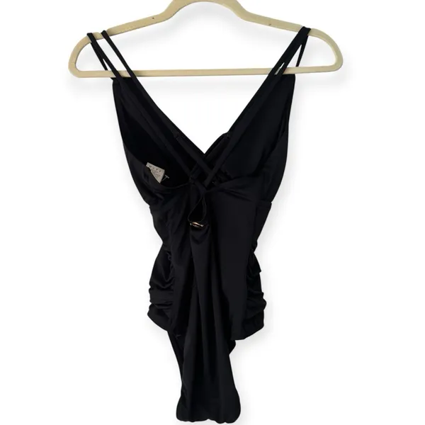 NWT Jantzen Black Ruched Tummy Control One Piece Swimsuit Size 4 - Image 2