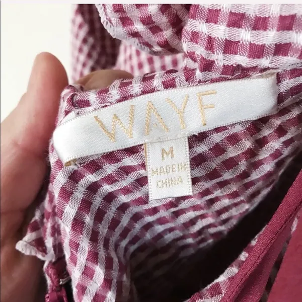 WAYF Gingham Ruffle Hem Mini Dress Medium Cottagecore Summer Picnic NWOT - Image 7