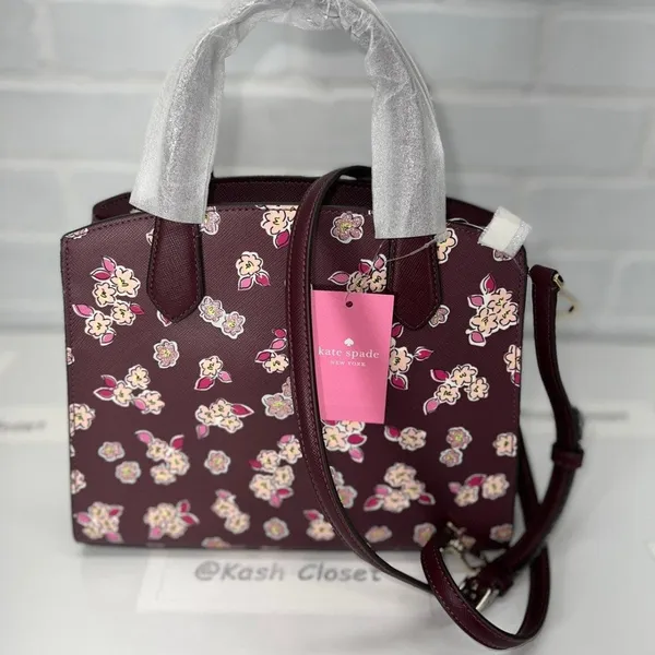 Kate Spade Deep Berry Floral Satchel - Image 5