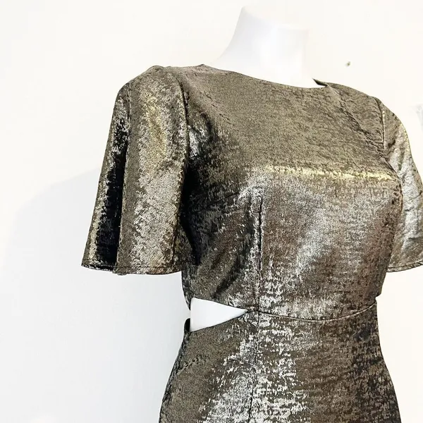NEW FRENCH CONNECTION Alara Metallic cut out mini dress XSMALL Womens Night Out - Image 7