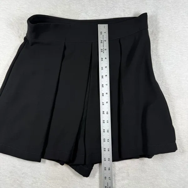 Zara Black Pleated Mini Skort High Rise Side Zip Size Medium Casual Chic - Image 5