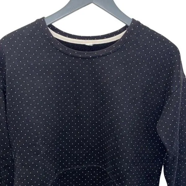 Lululemon Womens Polka Dot‎ Crew Neck Fleece Pullover Sweatshirt Black Size 4 - Image 3