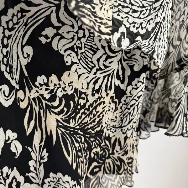 New York City Design‎ Co. VTG Y2K 100% Silk dark romantic Floral Blouse Size - Image 7