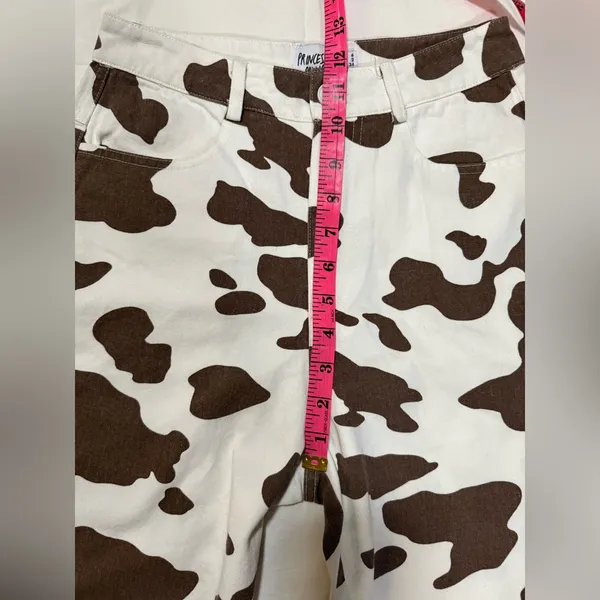 Princess Polly Be Wild Pants White and Brown Cow Print Size 2 - Image 12