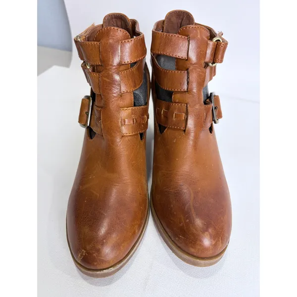 Antelope Italian Leather Ankle Boots Brown Buckle Straps Block Heel EU 38‎ - Image 2