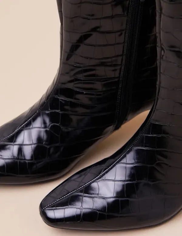 Lulus Black Croc-Embossed Over-the-Knee Boots - Image 2