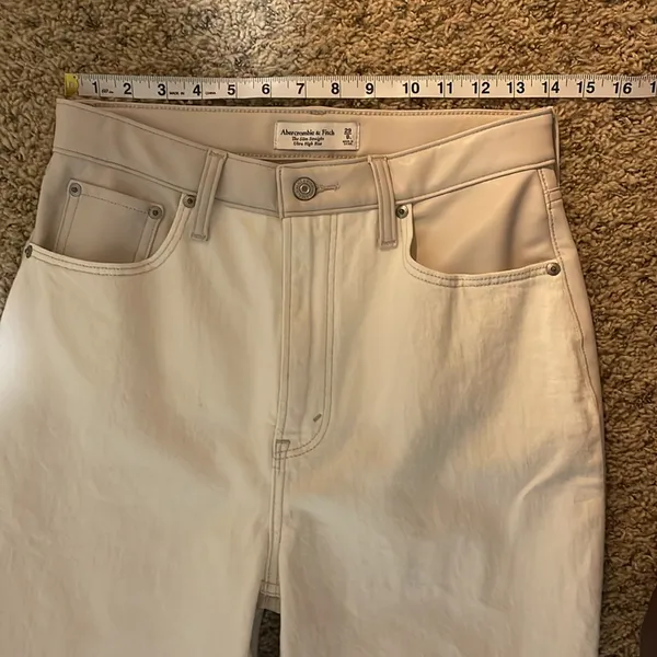 Abercrombie & Fitch LONG Curve Love Slim Straight Faux Leather Denim Jeans 29/8L - Image 11