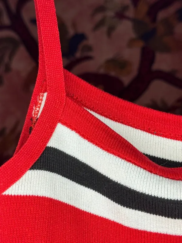 Red, Black, and White Knit Crop Top Red - Image 3