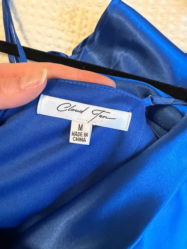 Boutique Blue Satin Mini Dress - Image 3