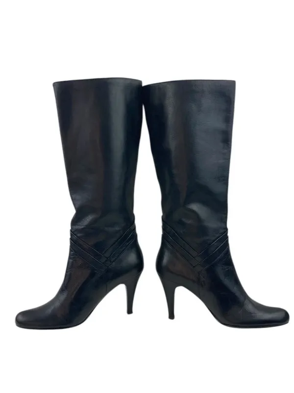 -Sean Ling Nigiri Boots Womens Sz 5.5 Black Buttery Soft Leather Heeled Pull On - Image 10