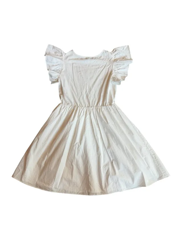 En Saison White A-Line Dress Flowy Sleeves Cotton Blend Stretch Size Medium - Image 8