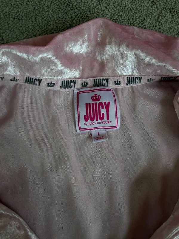 Juicy Couture Pink Crushed Velvet Pajama Top Size L - Image 4