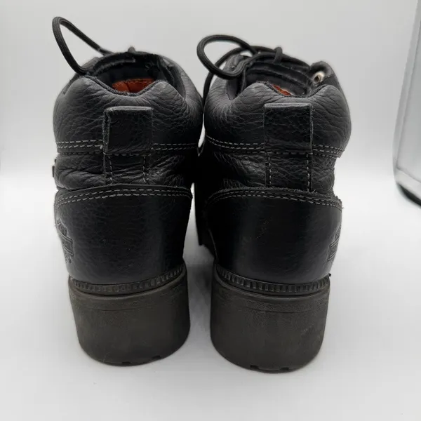 Harley-Davidson 84280 Black Leather Moto Lace Up Ankle Boots Women 8 - Image 4