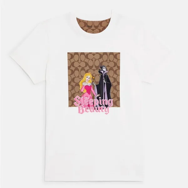 NWT Disney X Coach Signature Sleeping Beauty T‎ Shirt off white size L - Image 3