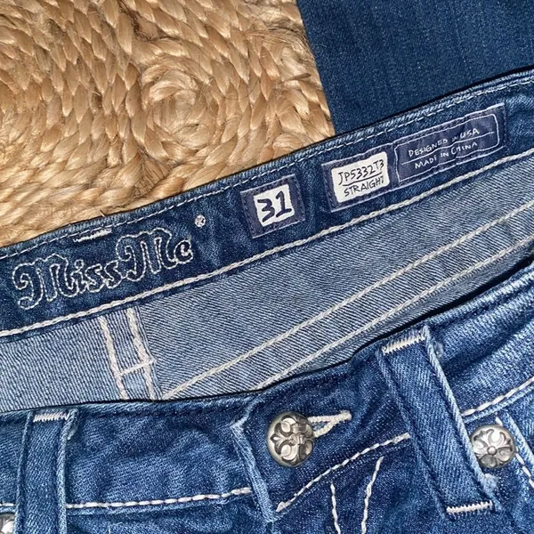 Women's MissMe 31 straight Blue Jeans with Wing Embroidery - Image 6