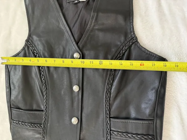 Pro Rider Women’s Black Genuine Leather Motorcycle Biker Vest Lace Up Size S-M - Image 10