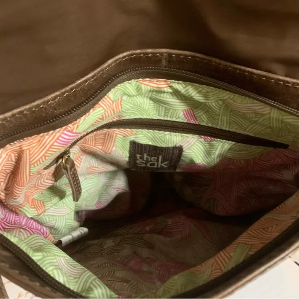The Sak Brown Distressed Leather W/Calf Hair In Giraffe Print Bag - Image 10