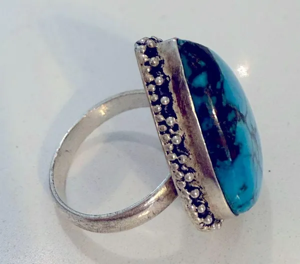 Turquoise Teardrop Ring size 9 Blue - Image 3