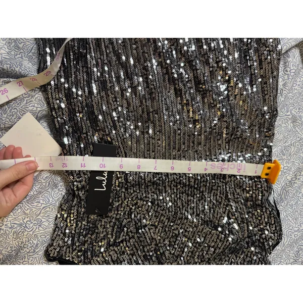 NWT Lulus SZ Small Once in a Lifetime Silver Sequin Off-the-Shoulder Mini Dress - Image 7