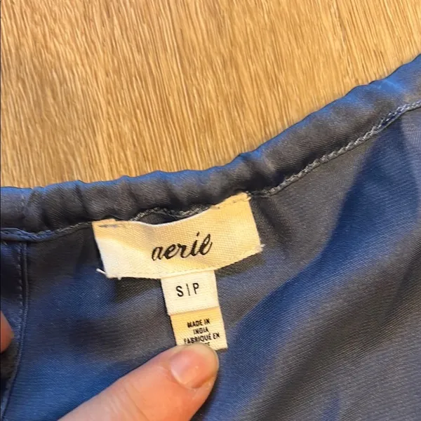 Aerie Blue Sheer Trim Silky Cami Swing Tank Top Size S - Image 2