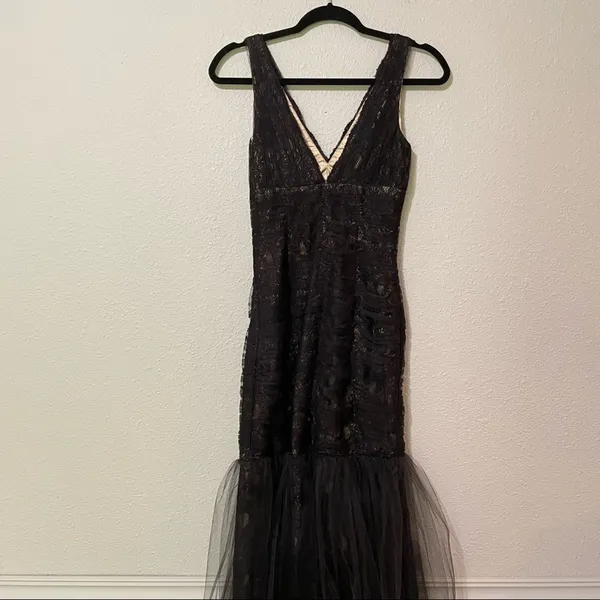 Monique Lhuillier Black Lace Sleeveless Mermaid Dress Formal Womens 0 Whimsigoth - Image 11