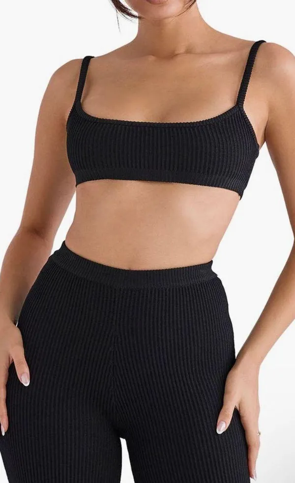 House Of CB Mischa Ribbed Knit Bralette in Black size S - Image 2