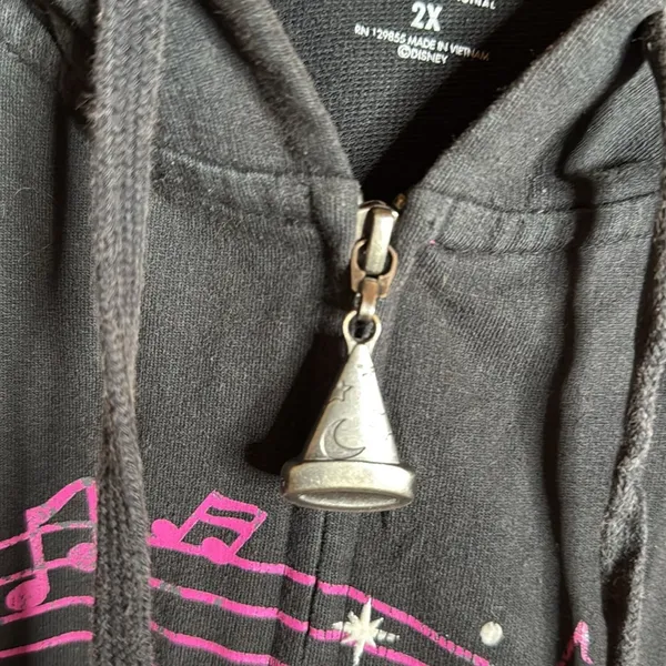 Disney Parks Authentic 2016 Fantasia Mickey Zip Hoodie Black Pink 2X Walt Disney - Image 7