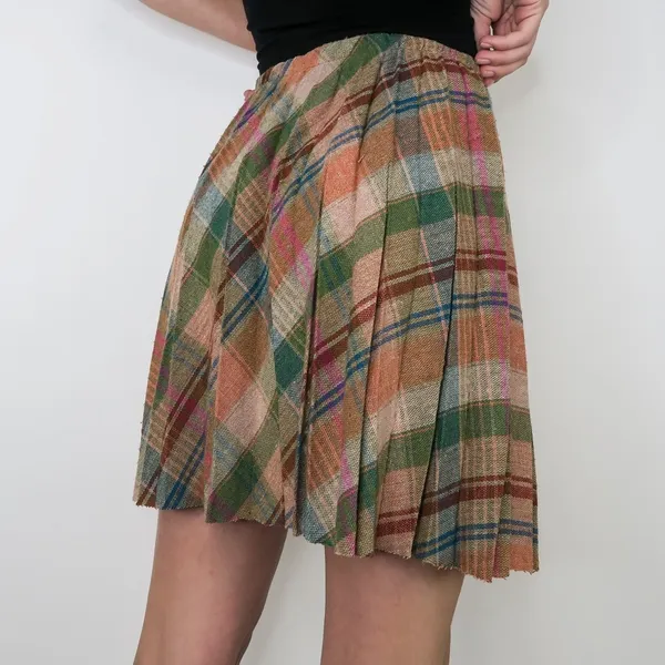 Vintage 60s Pleated Plaid Schoolgirl Mini Skirt - Image 3