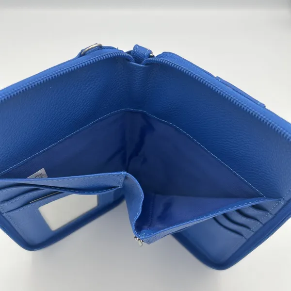 Blue Crossbody Wallet Purse Phone Holder RFID Zipper Credit Card Money NWOT - Image 7