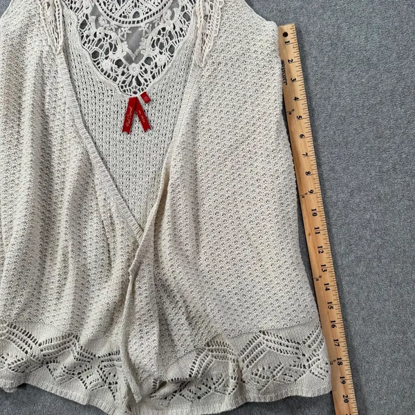 Red Camel Crochet Knit Sleeveless Open Top Women's X-Small Beige Boho Y2k - Image 7