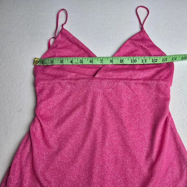 Superdown Sydney Glitter Mini Dress Hot‎ Pink Cami Straps Bodycon Party Size M - Image 10