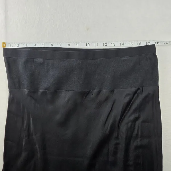 Anthropologie Black Satin Asymmetrical Handkerchief Hem Midi Skirt XL - Image 6