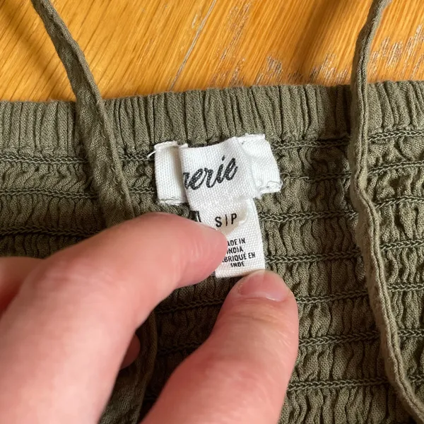 Aerie Olive Green Smocked Romper Women’s Size SP Small Petite Cotton Gauze - Image 2
