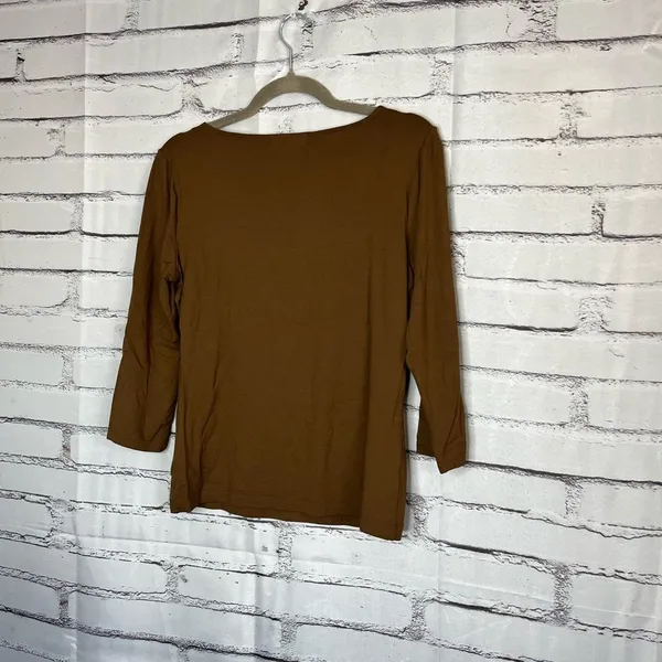 Vintage Lauren Ralph Lauren Brown Longsleeve Top Women’s M Preppy Minimalist Y2K - Image 9