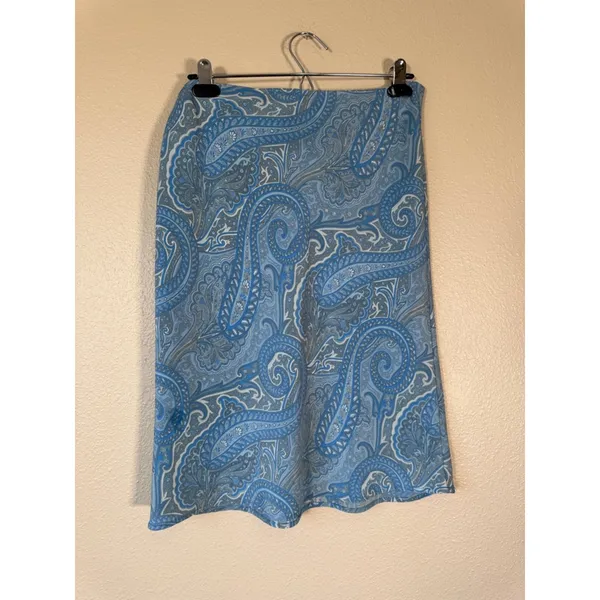 Vintage Blue Paisley Slip Mini Skirt Womens S Y2K 90s Summer Casual Girly - Image 7
