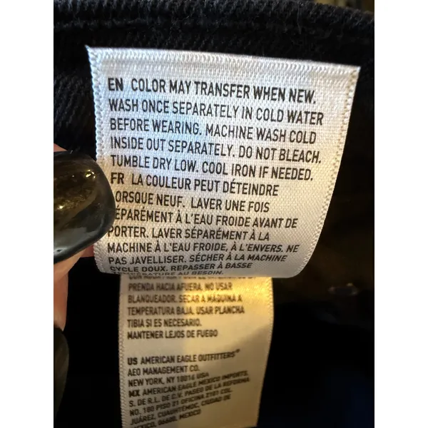 American Eagle Jeans Women 6 Washed Black Mom Jeans Straight Distressed Stretch‎ - Image 9