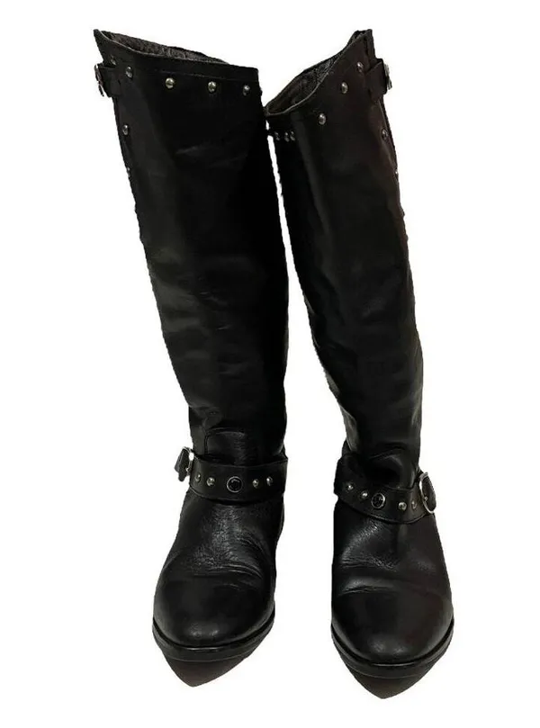 Golden Goose Kate Tall Studded Leather Moto Boots - Black - 38 - Image 9