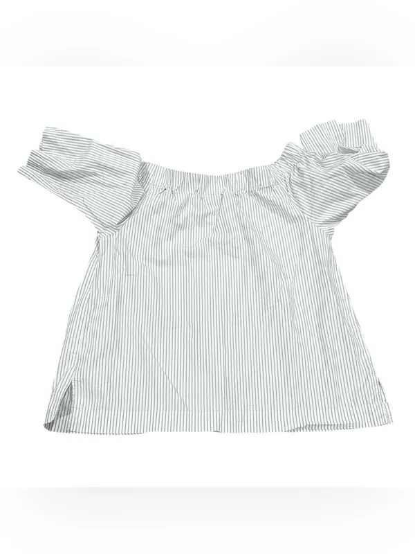 Madewell Coastal Nostalgia Summer Vac Blue Striped Off Shoulder 3/4 Sleeve Top S - Image 6