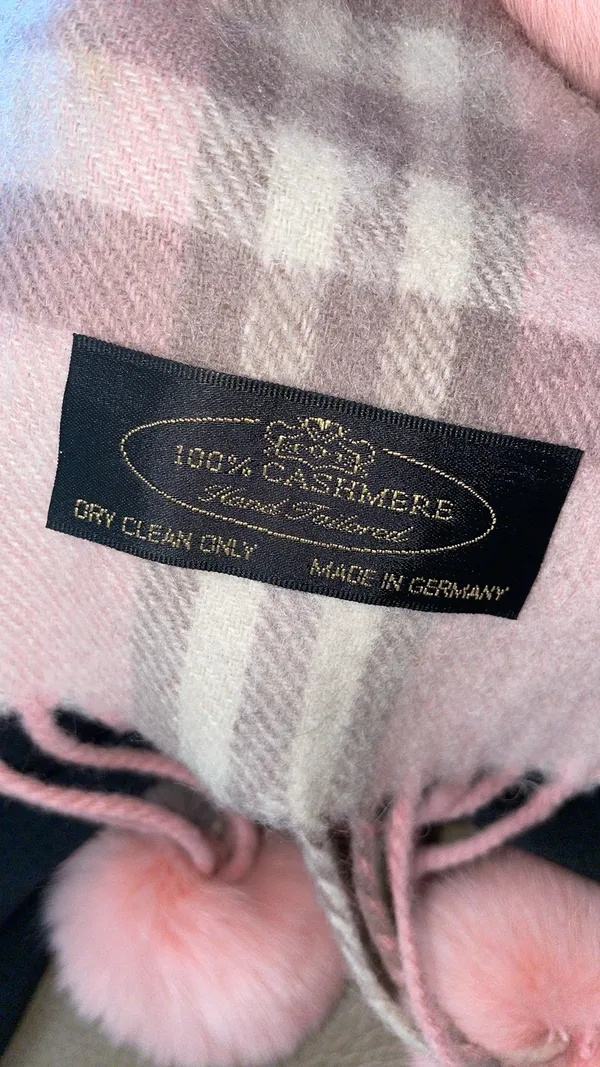 Pink Plaid Cashmere Scarf - Image 3