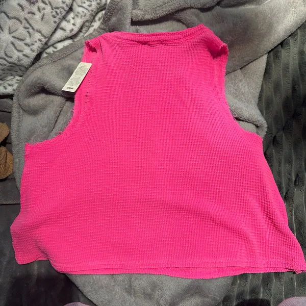 Aerie hot pink Sunspun Waffle Cropped Tank Top - Image 3
