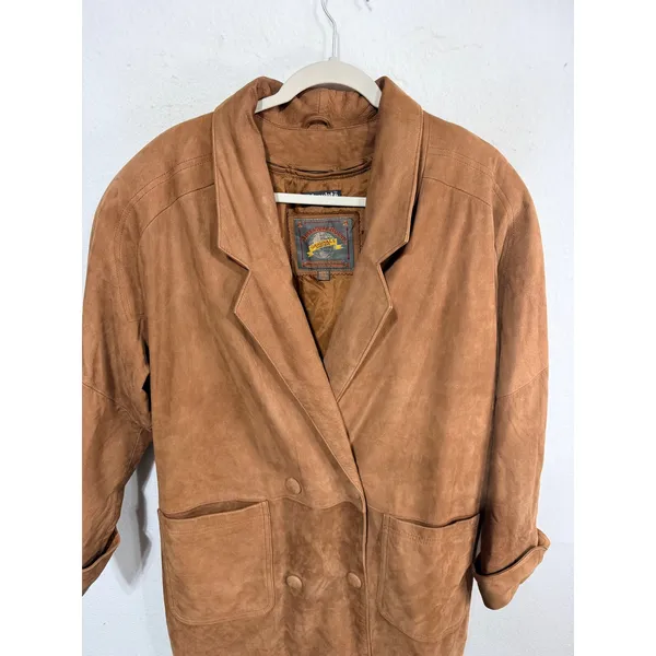 Vintage Wilsons Women's S Brown Leather Trench Coat Cowgirl Western NFRA Rodeo - Image 5