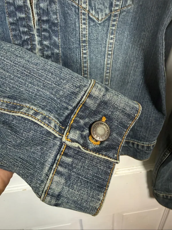 Abercrombie & Fitch Crop Zip-front Denim Jean Jacket W2418 Sz M - Image 2
