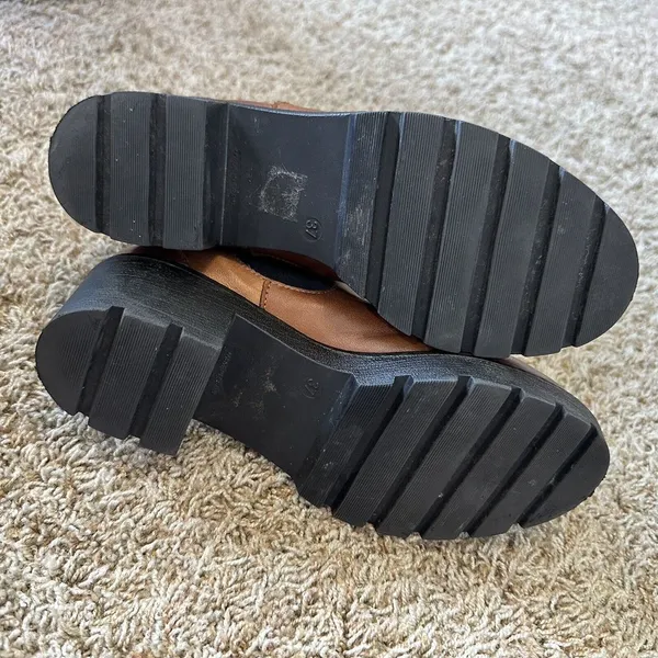Anthropologie Stompy Chelsea Ankle Pull On Brown‎ Leather Boots Size 37/US6.5-7 - Image 9