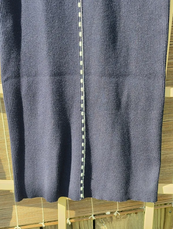 House of Harlow Knit Navy Blue Sleeveless Midi Dress with Contrast Stitching M - Image 7