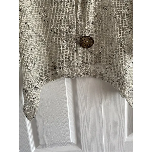 Nina Leonard Open Knit Mesh Cardigan Womens Size XL‎ Cream Boho Festival Minimal - Image 7