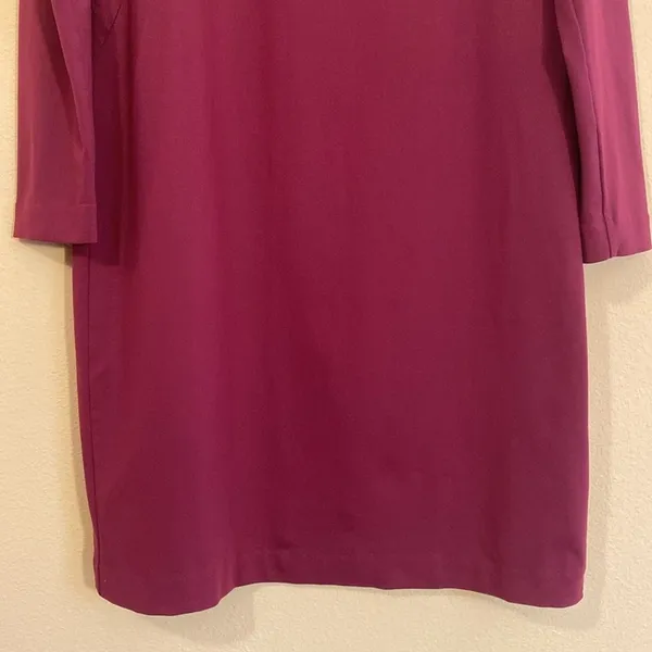 Cynthia Rowley Soft Stretch Burgundy Plum Long Sleeve Shift Dress Sz‎ 4 - Image 4