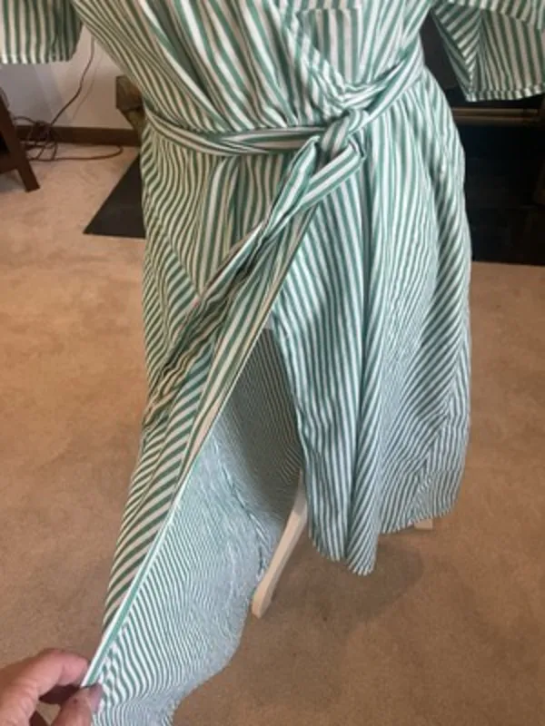 Velvet Tees Velvet by Graham & Spencer Jayel Cotton Stripe‎ Wrap Dress Green Wrap Size XS - Image 7