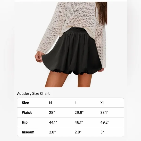 NEW Black Cotton Blend Bubble Pockets Y2K Built in Shorts Mini Skirt L - Image 3